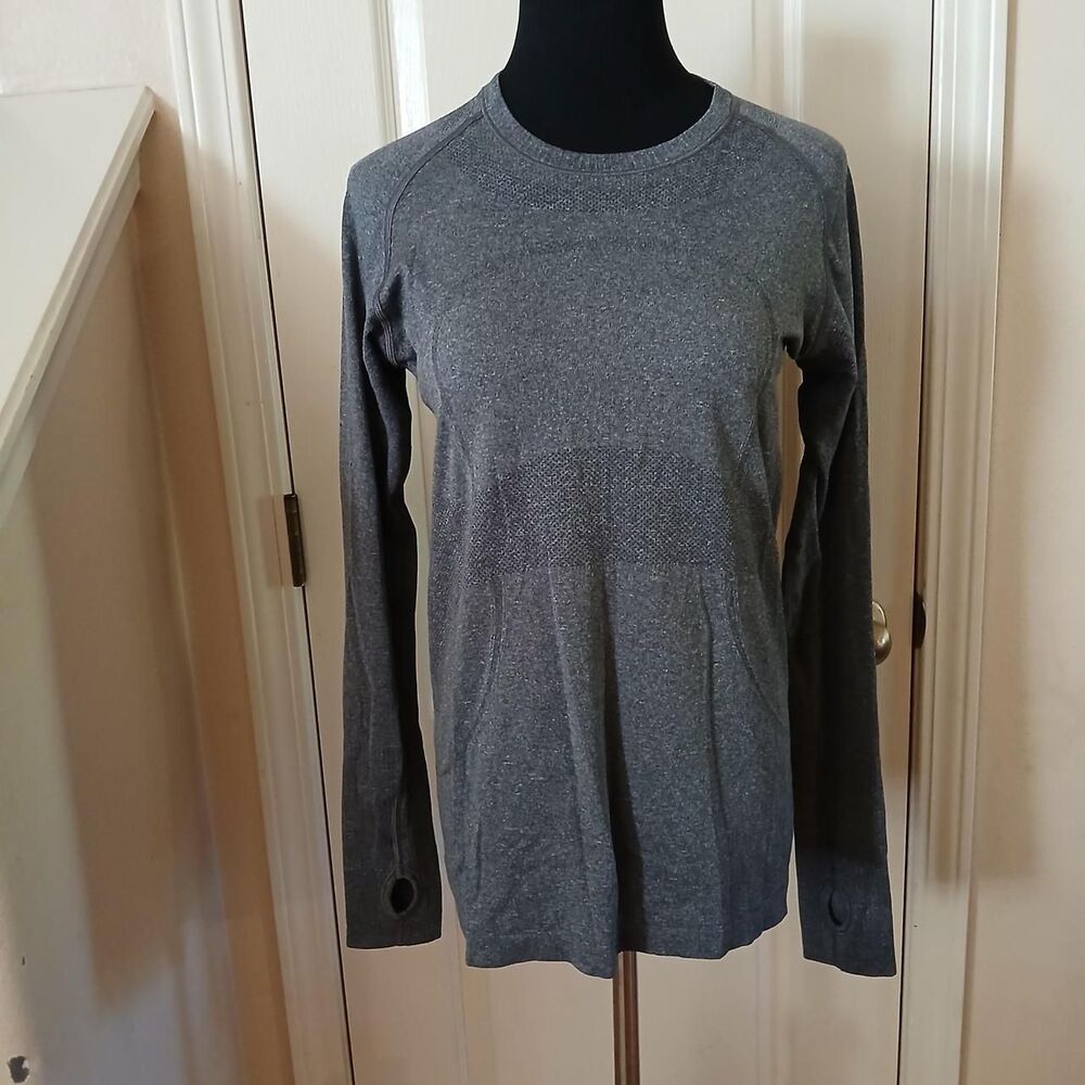Lululemon Heathered Grey Swiftly Tech Long Sleeve Shirt 10 Running Activewear